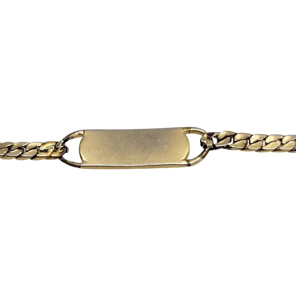 Vintage Avon Two Tone Gold Silver Curb Chain Blank ID Plaque Bracelet Unisex